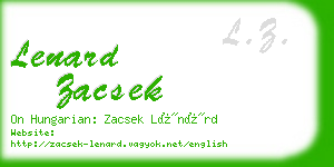 lenard zacsek business card